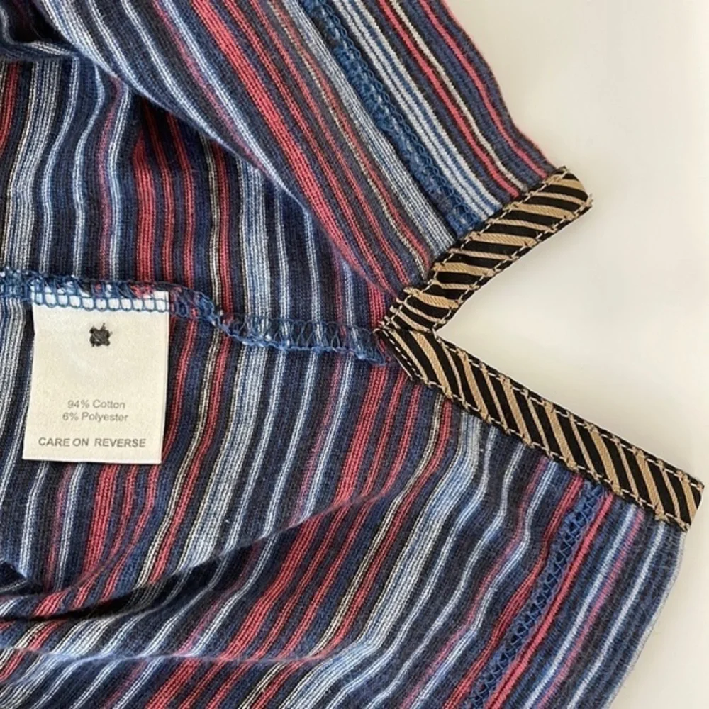 Billy Reid men's XXL red, grey &‎ blue striped short sleeve polo shirt.  EUC